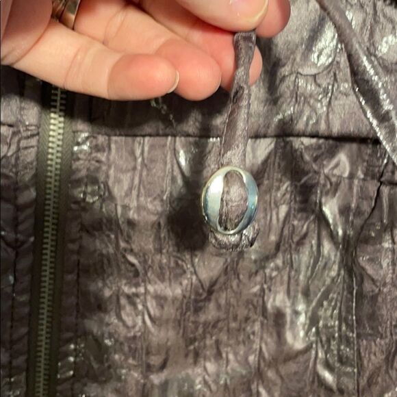 Erin London Pewter Glitz Bomber Jacket Quarter Sleeve, Pockets Size Medium - Picture 9 of 11